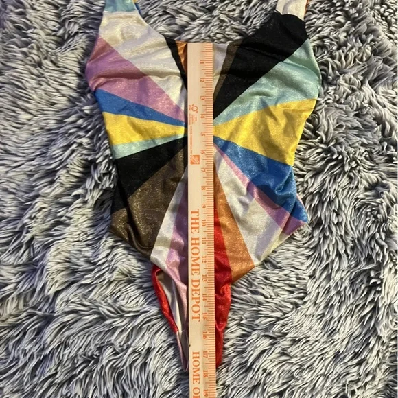 Scotch & Soda - X SMALL- Metallic one piece swimsuit Multi Color Stripe Sparkly - Picture 8 of 12